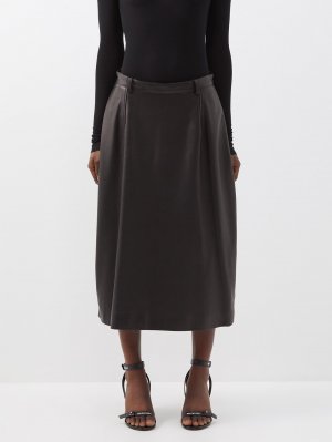 Кожаная юбка с притачной талией , черный Balenciaga