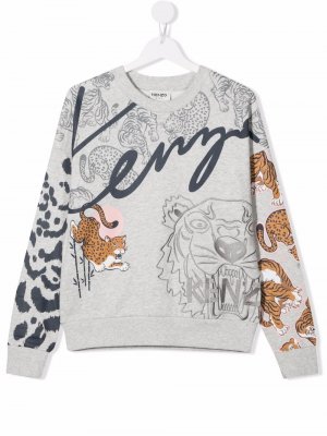 TEEN tiger-print sweatshirt Kenzo Kids. Цвет: серый