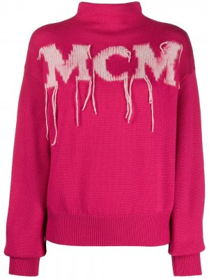 Трикотажный джемпер с логотипом MCM. Цвет: розовый
