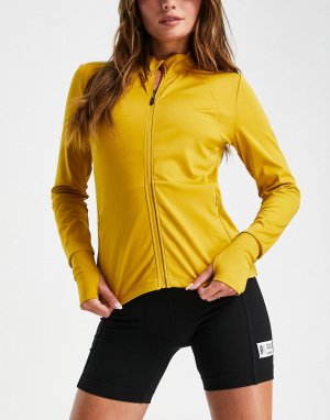 Спортивная куртка на сквозной молнии с отверстиями для больших пальцев рукавах -Желтый ASOS 4505