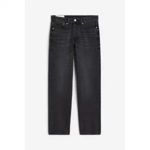 Прямые джинсы HM из денима черного цвета H&M