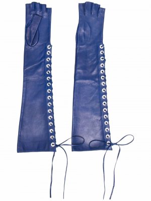 Длинные перчатки-митенки Manokhi. Цвет: синий