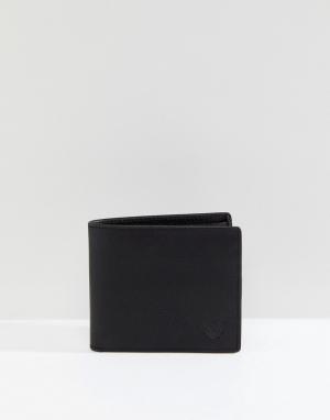 Черный кожаный кошелек двойного сложения с отделением для мелочи Timbe Timberland. Цвет: черный