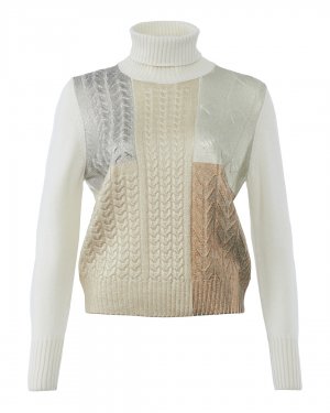 Шерстяной свитер D.EXTERIOR. Цвет: белый+серебряный+золотой