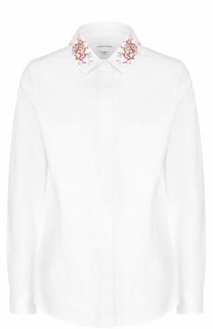 Хлопковая блуза прямого кроя с вышивкой Carven. Цвет: белый