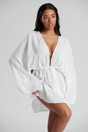 Пляжное платье из ткани со сборками , белый South Beach
