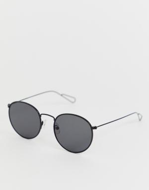 Черные круглые солнцезащитные очки -Черный цвет Weekday