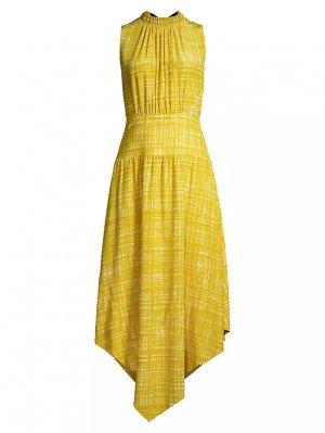 Шелковое асимметричное платье-миди с принтом, желтый Jason Wu