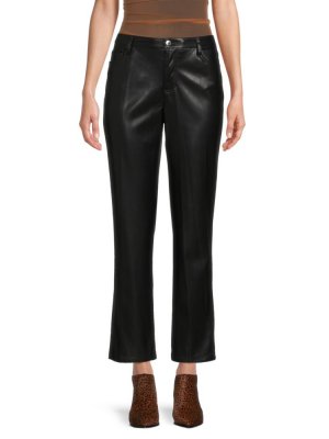 Укороченные брюки из искусственной кожи, черный Calvin Klein