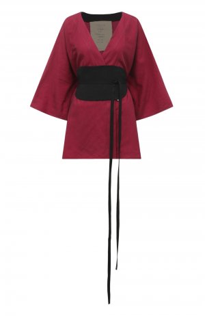 Жакет-кимоно изо льна и хлопка MIDGARD PARIS. Цвет: розовый