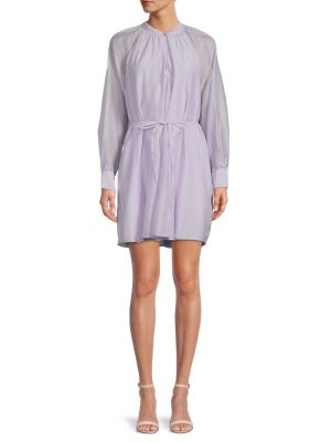 Платье-рубашка с длинными рукавами и поясом Purple Rebecca Taylor
