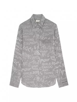 Рубашка из шелкового жаккарда Morning Manifesto , цвет gris moyen Zadig & Voltaire
