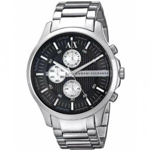 Наручные часы Hampton, серебряный, черный Armani Exchange. Цвет: серебристый/черный