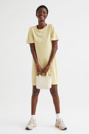 Платье-футболка из махровой ткани , светло-желтого H&M