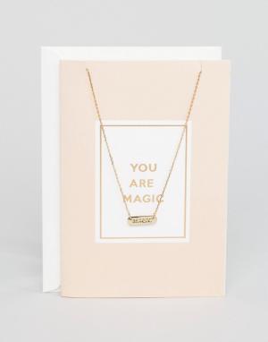 Ожерелье с подарочной открыткой Your Are Magic Unicorn Orelia. Цвет: золотой