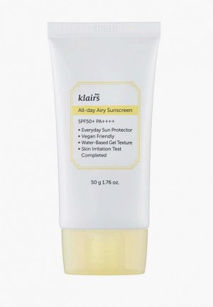 Крем солнцезащитный Dear, Klairs All-day Airy Sunscreen SPF50 PA++++, 50 г. Цвет: белый