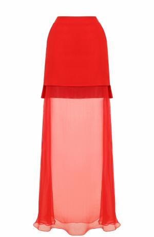 Юбка-макси с прозрачной шелковой вставкой Givenchy. Цвет: красный