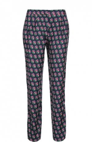 Прямые шелковые брюки с принтом и защипами Diane Von Furstenberg. Цвет: разноцветный