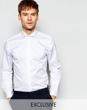 Рубашка скинни с воротником широко расставленными углами Number Eigh Eight Savile Row. Цвет: белый