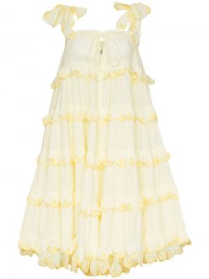 Платье миди Iva Biigdres с оборками Innika Choo. Цвет: желтый