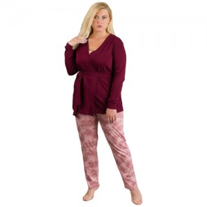 Комплект Шаrliзе, кардиган, брюки, на завязках, длинный рукав, пояс резинке, трикотажная, карманы, размер 50, розовый Ш'аrliзе. Цвет: голубой