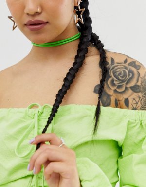 Ожерелье-чокер из искусственной кожи -Зеленый ASOS DESIGN