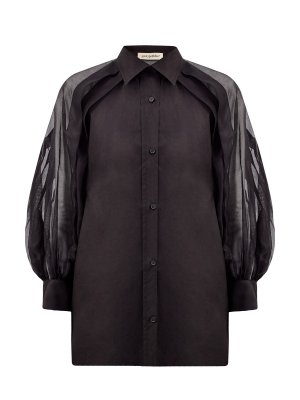 Рубашка удлиненного кроя с объемными полупрозрачными рукавами GENTRYPORTOFINO. Цвет: черный