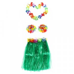 Набор гавайское ожерелье 96 см, лиф Лилия лифчик из цветов, юбка зеленая 40 см Happy Pirate. Цвет: зеленый