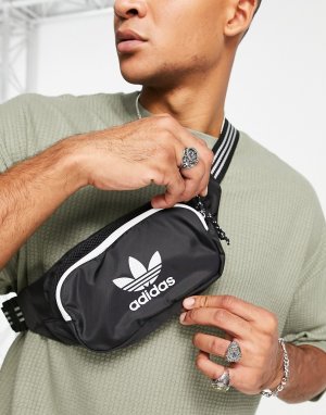 Черная сумка-кошелек на пояс с ремнем полосками Adicolor-Черный цвет adidas Originals