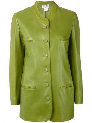 Кожаная куртка Chanel Vintage. Цвет: зелёный
