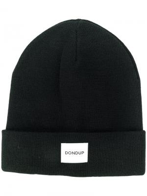 Трикотажная шапка с заплаткой логотипом Dondup. Цвет: чёрный