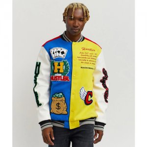 Мужская куртка бомбер Reason X Hustler Chenille Patch Wool. Цвет: желтый/красный/синий