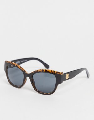 Черные гламурные солнцезащитные очки с леопардовой оправой -Черный River Island