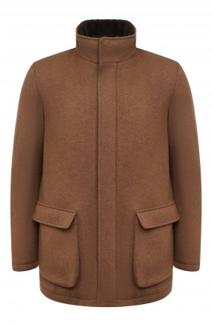 Кашемировая куртка с меховой подкладкой Loro Piana. Цвет: коричневый