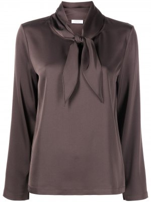 Блузка с завязками Deveaux. Цвет: коричневый