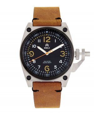 Часы Pascal с черным, светло-коричневым, коричневым или светло-коричневым кожаным ремешком, 42 52 мм Shield