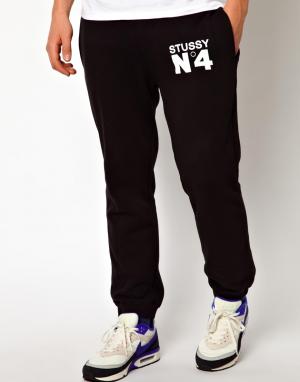 Прямые спортивные штаны с логотипом Fit No.4 Stussy. Цвет: черный