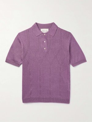 Жаккардовая рубашка-поло Ferrini Pointelle с деталями из смесового льна A KIND OF GUISE, фиолетовый Guise