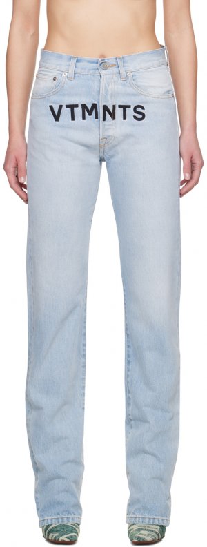 Синие джинсы с вышивкой Vtmnts, цвет Light blue VTMNTS