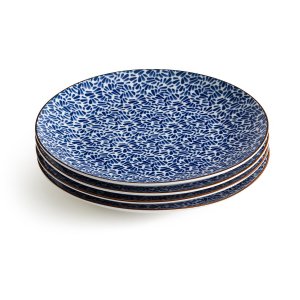 Комплект из четырех тарелок плоских LaRedoute. Цвет: синий