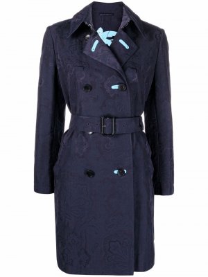 Двубортное пальто с узором пейсли ETRO. Цвет: синий
