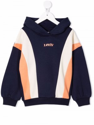 Levis Kids худи в стиле колор-блок с логотипом Levi's. Цвет: синий
