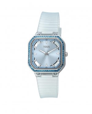 Аналоговые женские часы Gleam Fresh из голубой IP-стали с цирконами , синий Tous