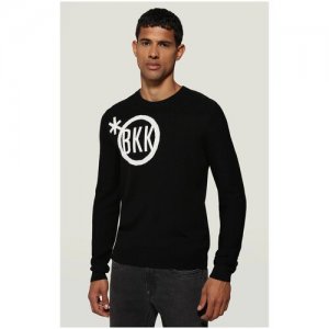 Пуловер для мужчин, Bikkembergs, модель: CS42G10X1306, цвет: темно-серый меланж, размер: 52(XL) BIKKEMBERGS. Цвет: черный