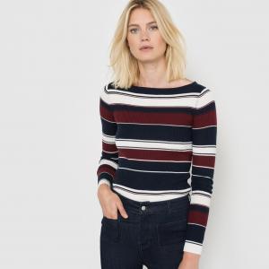 Пуловер в полоску из трикотажа с добавлением шерсти R essentiel. Цвет: в полоску разноцветный