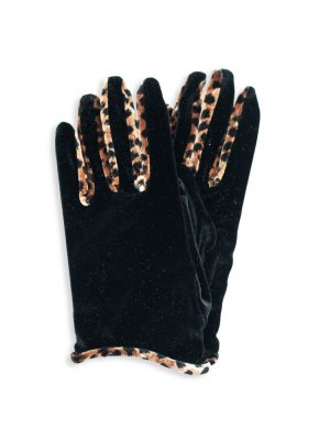 Бархатные перчатки с анималистичным принтом , цвет Black Cheetah Portolano