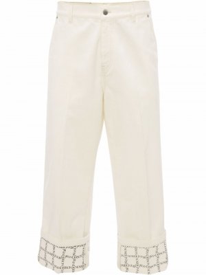 Широкие джинсы с логотипом JW Anderson. Цвет: белый