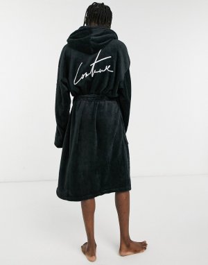 Черный махровый халат -Черный цвет The Couture Club