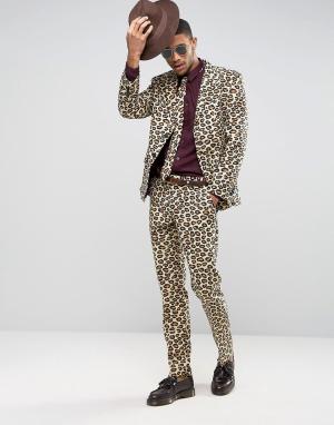 Костюм слим и галстук с леопардовым принтом OppoSuits Oppo Suits. Цвет: коричневый