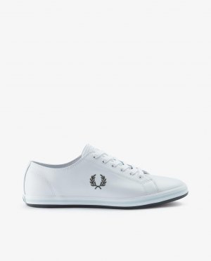 Кожаные кроссовки унисекс с белыми шнурками и логотипом сбоку. , белый Fred Perry